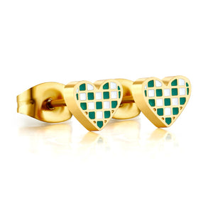 Heart Shape Mixed Color Cut Stud Earrings