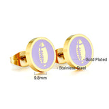 18k Gold Plated Rugby Purple Cut Stud Earrings