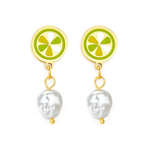 Lemon Mixed Color With White Exotic Pearls Earrings