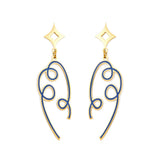 Fashion Colored Ribbon Black Drop Oil Earrings