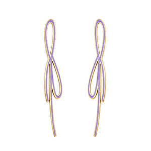 Boucles d'oreilles violettes à la mode avec nœud de forme étrange