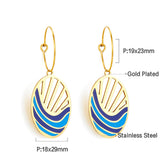 Fashion Circle with Oval Seawater Mixed Color Earrings