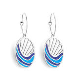 Círculo de moda con aretes ovalados de colores mixtos de agua de mar