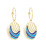 Círculo de moda con aretes ovalados de colores mixtos de agua de mar