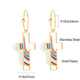 Circle with Cross Hollow Color Bar Mixed Color Earrings