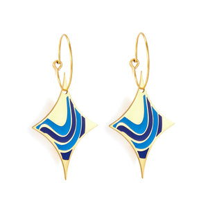 Circle with Long Star-shaped Seawater Mixed Color Earrings