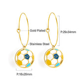 Circle with Football Hollow Mixed Color Earrings