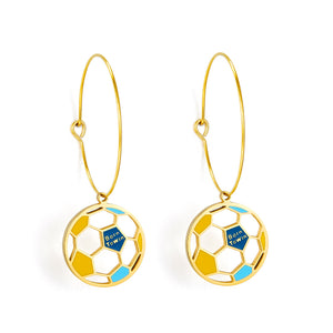 Circle with Football Hollow Mixed Color Earrings