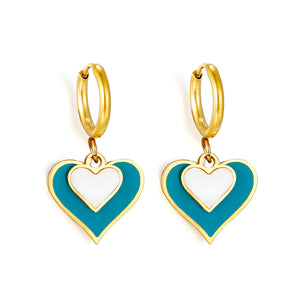 Circle with Size Heart-shaped Mixed Color Earrings