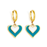 Circle with Size Heart-shaped Mixed Color Earrings