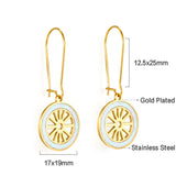 Fashion Stainless Steel Wheel with White Shell Earrings