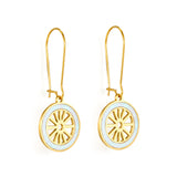 Fashion Stainless Steel Wheel with White Shell Earrings