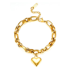 Pulsera De Accesorios En Forma De Corazón De Acero Inoxidable De Moda