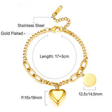 Stainless Steel Heart + Round Accessories Bracelet