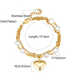 Heart-shaped Accessory With 6 Special-shaped White Pearl Double Bracelet