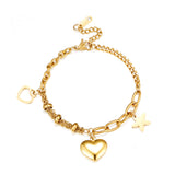 Pulsera con forma de corazón + hueco en forma de corazón + accesorios de estrella