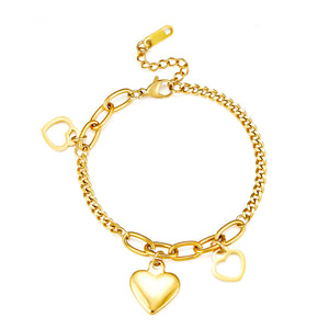 Heart-Shaped Accessory + 2 Heart-Shaped Hollow Accessories Bracelet