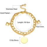 Bracelet double rond + 2 accessoires en forme de cœur