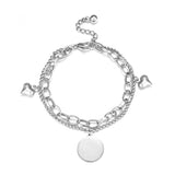 Bracelet double rond + 2 accessoires en forme de cœur