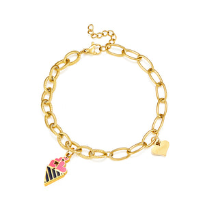 Cone Ice Cream Mixed Color + Heart-shaped Accessories Bracelet