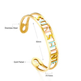 Fashion 2022 Mixed Color Letter SUNSHINE Hollow Hard Bracelet