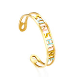 Fashion 2022 Mixed Color Letter SUNSHINE Hollow Hard Bracelet