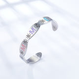 Stainless Steel Mixed Color Letter Hard Bracelet For Women