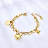 Heart-shaped+Round+Smiley Accessories Double Bracelet