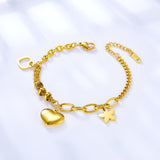 Pulsera con forma de corazón + hueco en forma de corazón + accesorios de estrella