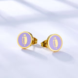 18k Gold Plated Rugby Purple Cut Stud Earrings