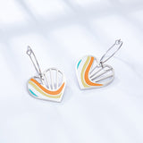 Boucles d'oreilles cercle de mode avec barre de couleur en forme de cœur, couleurs mélangées