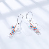 Circle with Cross Hollow Color Bar Mixed Color Earrings