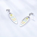 Stainless Steel Half Bead With Oval Sunshine Sea Mixed Color Earrings