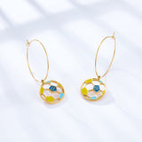 Circle with Football Hollow Mixed Color Earrings