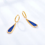 Circle with Water Drops Flash Sand Dark Blue Earrings