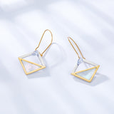 Oval Circle With Square Hollow With Diamond Gradient Earrings