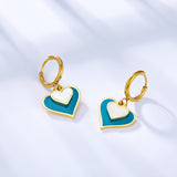 Pendientes Círculo con Tamaño en Forma de Corazón de Colores Mixtos