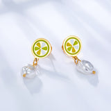 Boucles D'oreilles Citron Couleur Mixte Avec Perles Exotiques Blanches