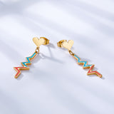 Pendientes de acero inoxidable en forma de corazón con ECG de colores mixtos