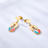 Heart-shaped With Oval Hollow With ECG Mixed Color Earrings