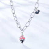 Ice Cream Cone Mixed Color With Black Heart-shaped Necklace