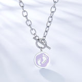 Round Accessory With Purple Double Footprint Necklace