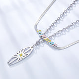 Summer Mixed Color Letters+Shield Double Chain Necklace