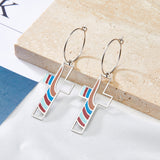 Circle with Cross Hollow Color Bar Mixed Color Earrings