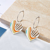 Boucles d'oreilles cercle de mode avec barre de couleur en forme de cœur, couleurs mélangées