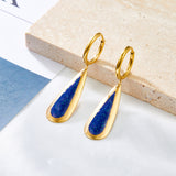 Circle with Water Drops Flash Sand Dark Blue Earrings