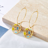 Circle with Football Hollow Mixed Color Earrings