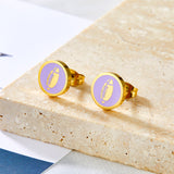 18k Gold Plated Rugby Purple Cut Stud Earrings