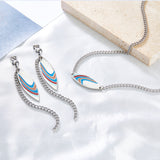 Fashion Leaf Shape With Mixed Color Ribbon Jewelry Set