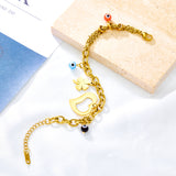 Leaf Grass + Heart-shaped Hollow + 3 Mixed Color Eyeballs Bracelet